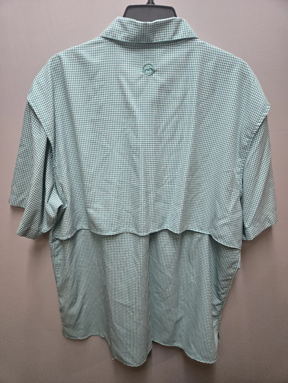Magellan Fish Gear Mens Large Short Sleeve Button Down Shirt Green White